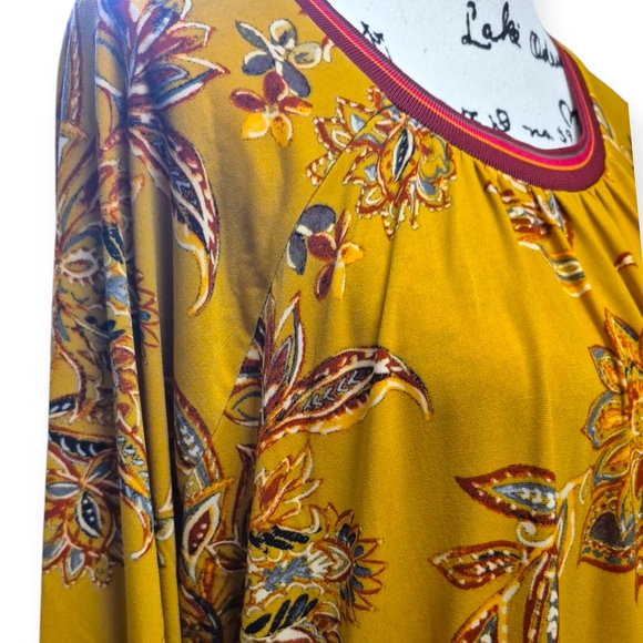 IMAN Yellow and Red Relaxed Blouse - Picture 4 of 7
